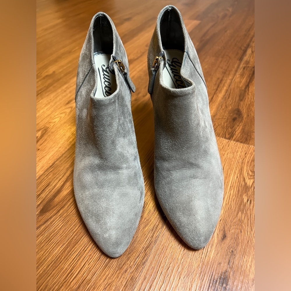 Gucci Gray Suede Stiletto Ankle Boot Women's Size 37.5 - Picture 8 of 9